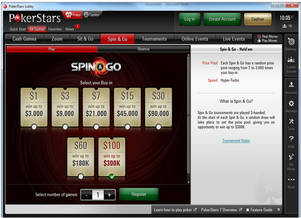 Spin & Go Tournaments on PokerStars